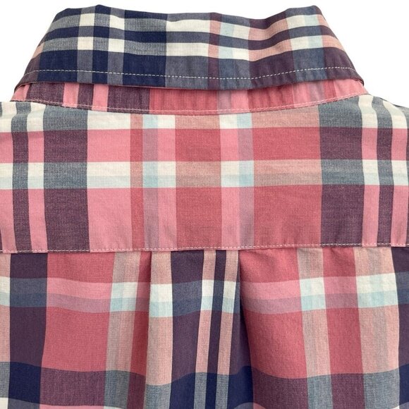 J. Crew Shirt Mens XL Slim Fit Untucked Button Down Plaid Shirt Blue Pink Preppy - Picture 6 of 14